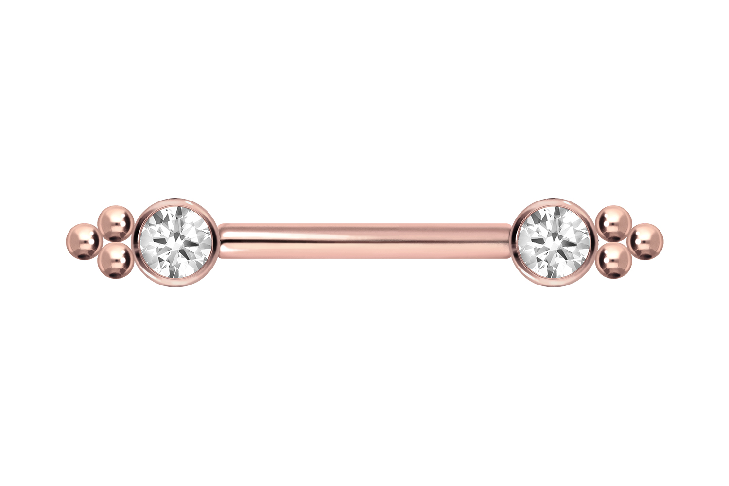 Titan Barbell Piercing mit Push Fit KRISTALL + KUGELDREIECK